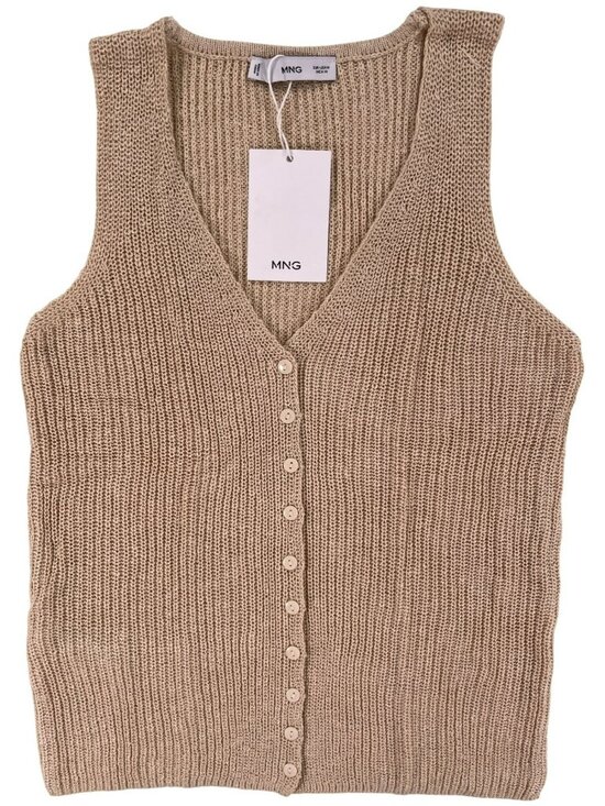 MNG Tops - MNG Knit Vest Button-Front Beige Acrylic & Cotton Blend Women's Size M NEW